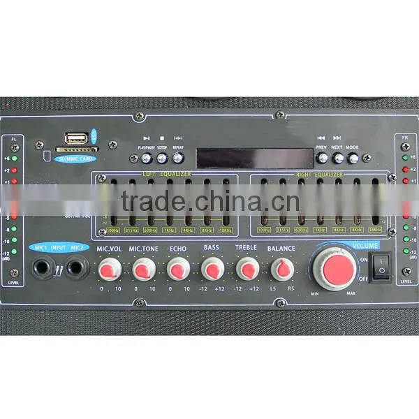 Double portable powered bluetooth speaker with wireless mic