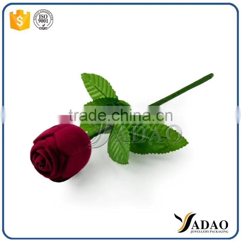 direct factory flocking velvet gift packaging flower shape ring box jewelry