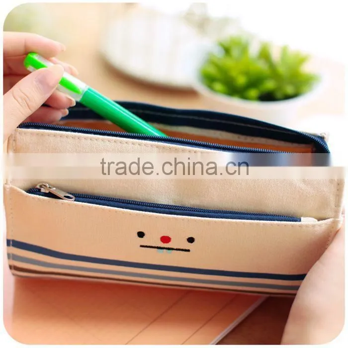 wholesale custom clear cute large zipper unbranded white canvas pencil case for school