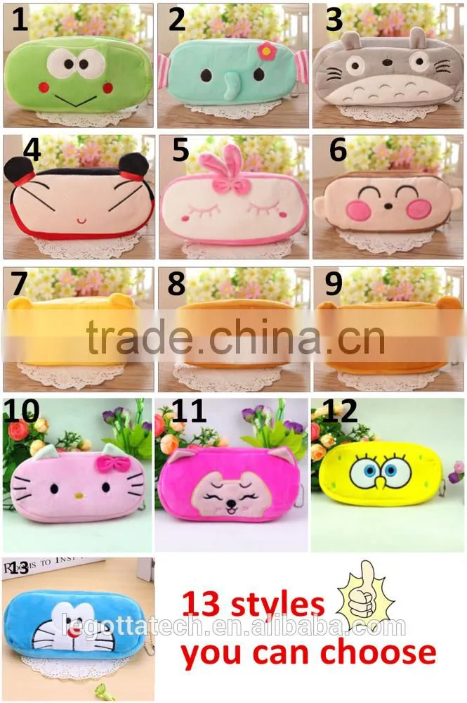 Wholesale high quality cheap lovely cartoon plush toy pencil case