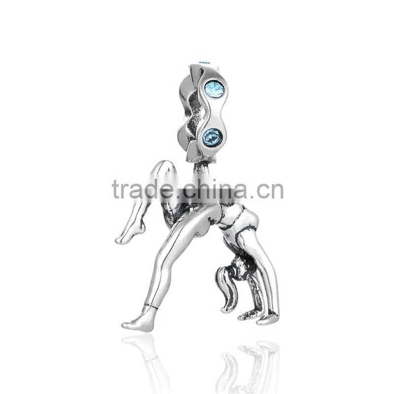 new jewelry dancing lady sterling silver dangle charms S007