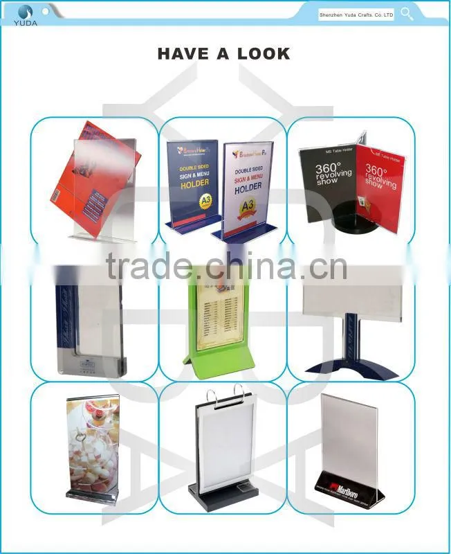 best sale L shape acrylic menu holder,clear acrylic menu stand,high quality a4 acrylic menu holder