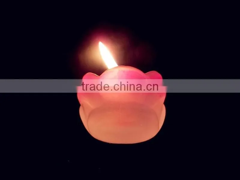 unique shaped pink colored flower shaped candlestick glass container/candle holder