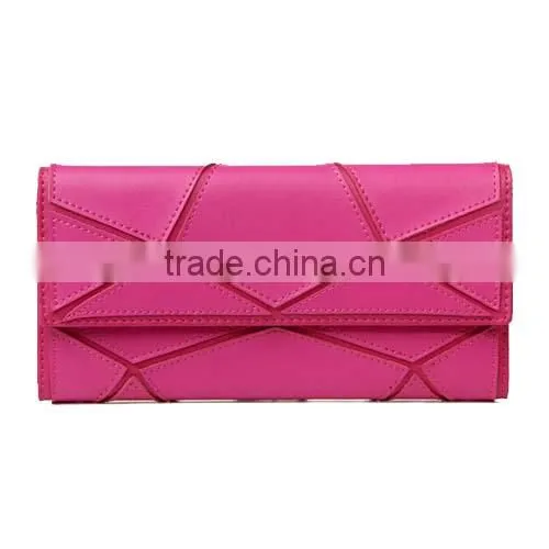 Lady Three Folded Genuine Leather Wallet, Europe and American Fashion Color Match Holder (BCN013)