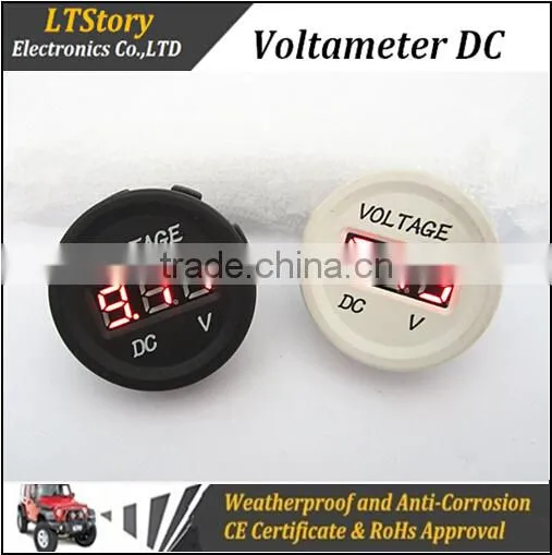 black white battery Waterproof Voltage meter for Car Marine