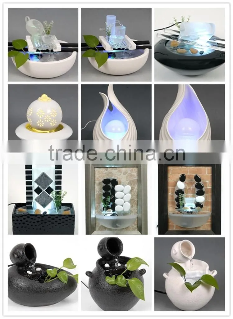 wall-mounted water fountain with led light for home decoration