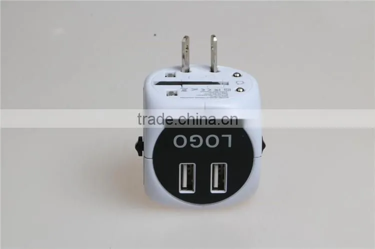 Newest Travel Adapter Universal Plug to American Power Adapter With double USB port 250V 2500Ma Universal Travel