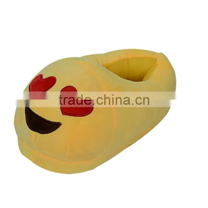 Indoor Embroiderey Plush Cotton Fabric Sunglasses Emoji Slipper