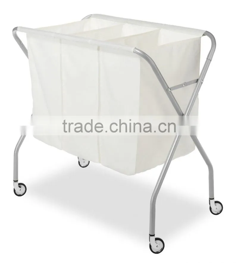 3 Section Laundry Sorter, Silver