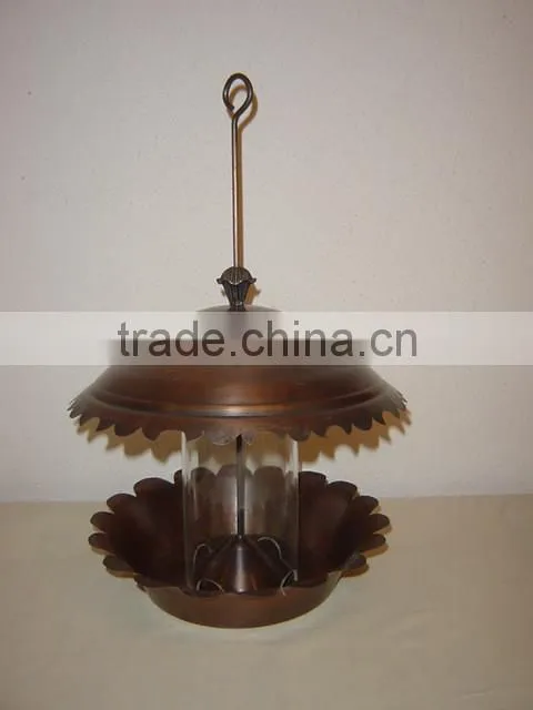 COPPER AND GLASS BIRD FEEDER, HOT SELLING BIRD FEEDER WITH COPPER LUXURY LOOK