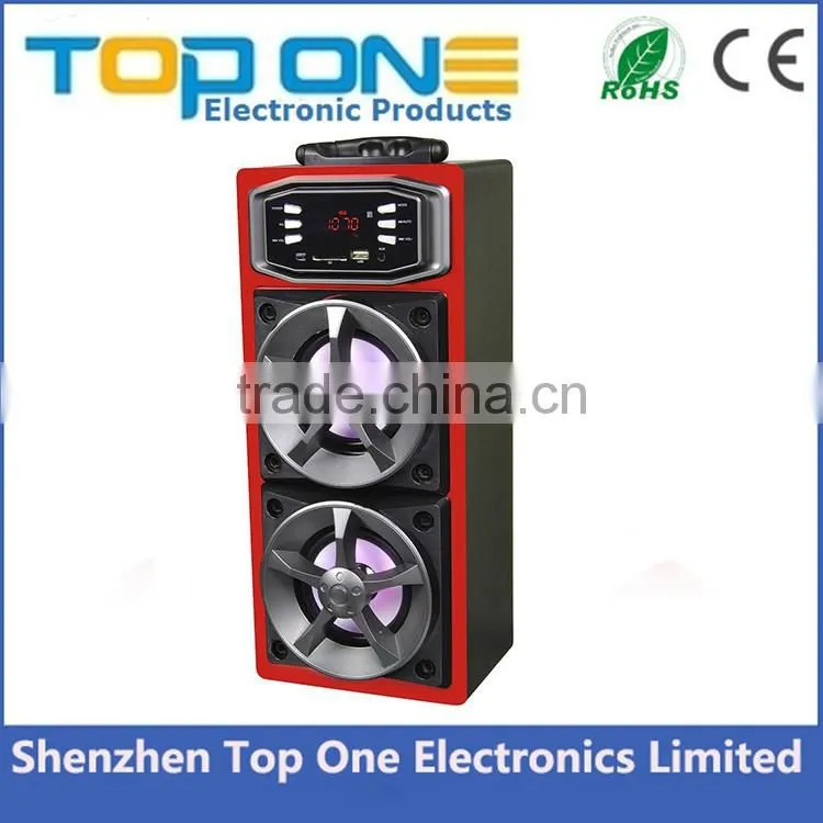 New launch portable wooden karaoke bluetooth speaker with wireless microphone