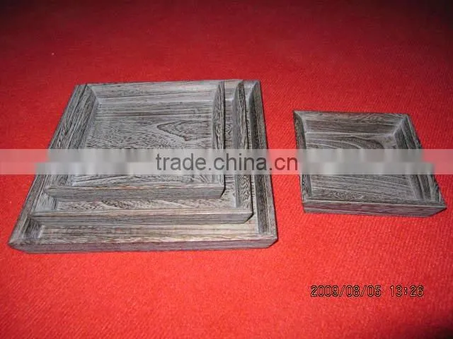 multifunctional handmade flat base wooden tray