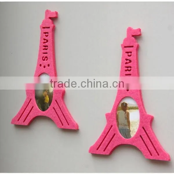 2017 hot best selling new products custom pink tower shaped decor craft felt fabric love 3d digital picture wall photo frame