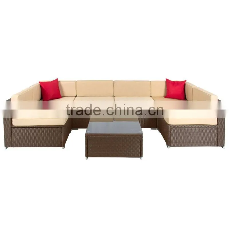 Popular 7 piece outdoor garden furniture patio rattan sofa set garden sofa set for hot sale
