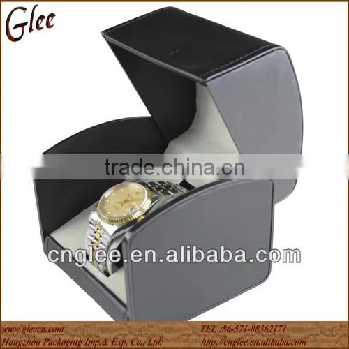 Classic black PU leather single watch box for wholesale