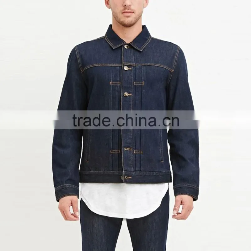 dark blue casual denim custom shirt style jacket coat for men