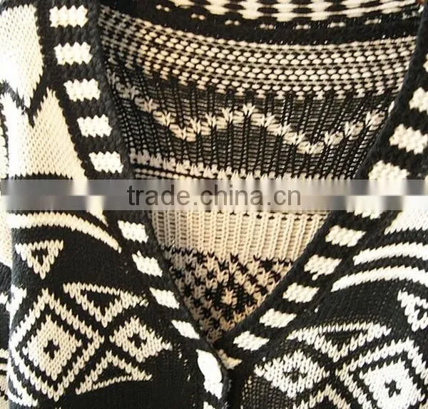 Spring smiles spring and autumn wear new arrival Britpop contrast color loose thick knit sweater women coat