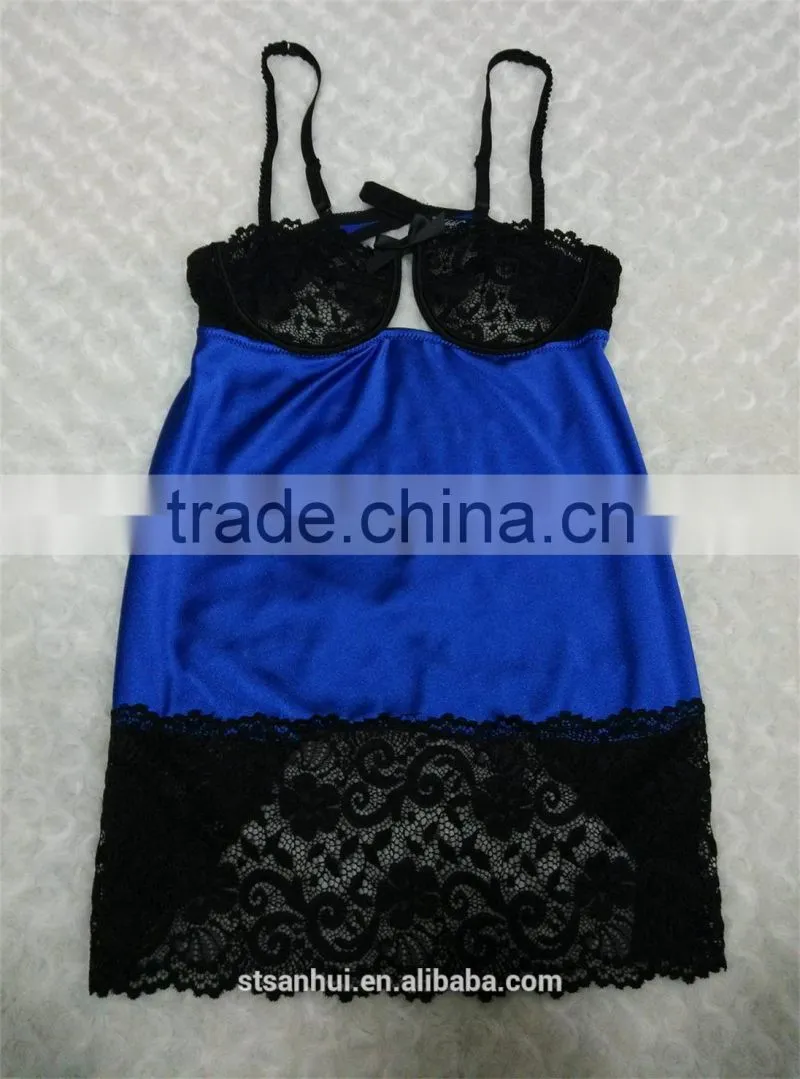 sexy transparent nighty babydoll women camiosole panty set