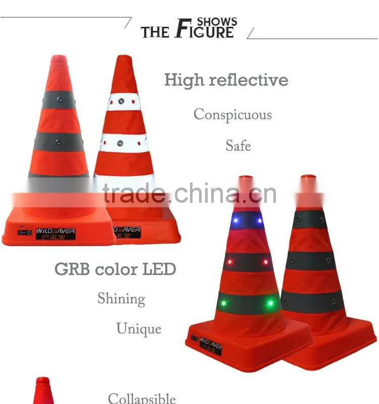 RGB lighting LED reflective safety road way traffic cone