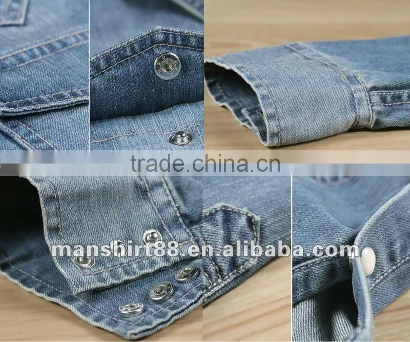 trendy style long sleeve brand denim shirts for men