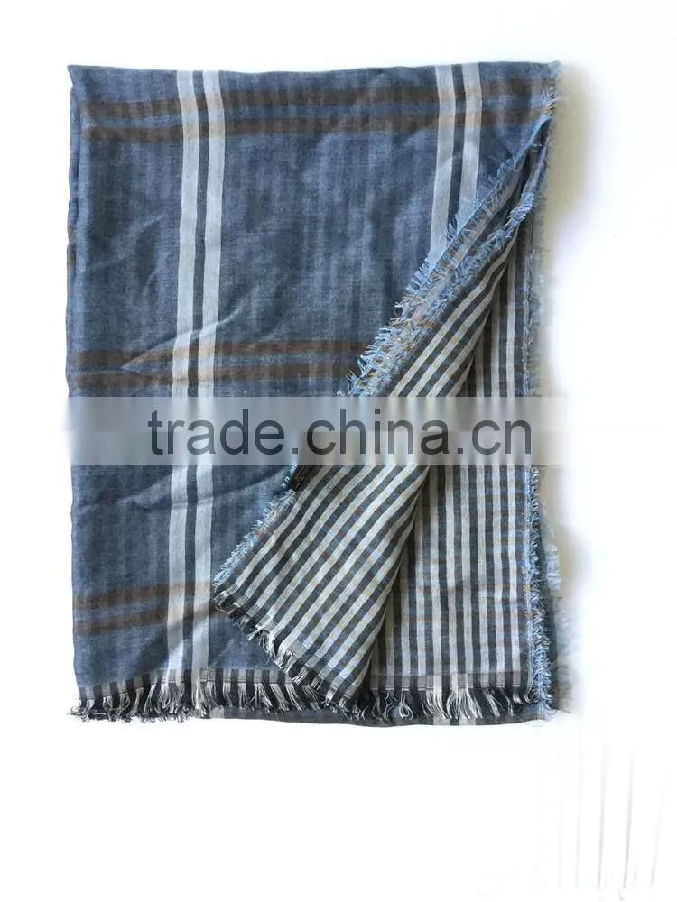 Jilong Double Face Plaid Scarf Classic Blue Fashion Men Scarf