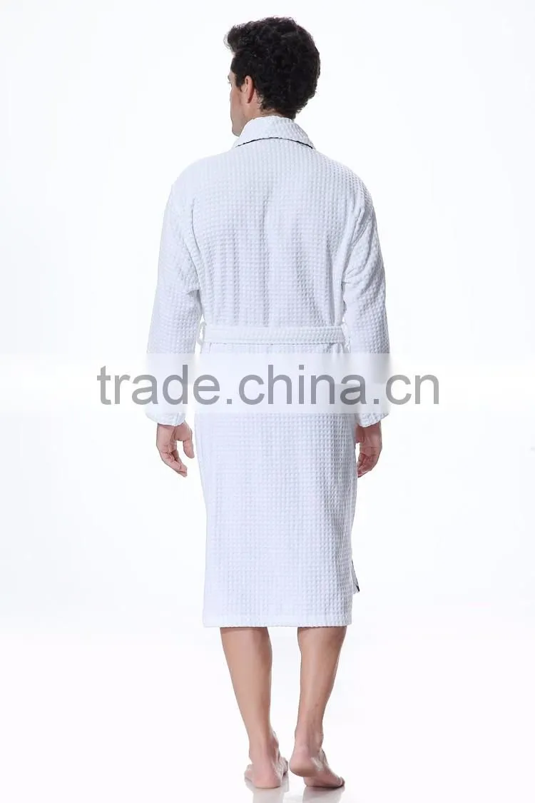 Cotton robe women ladies night robe piping kimono collar personalized logo