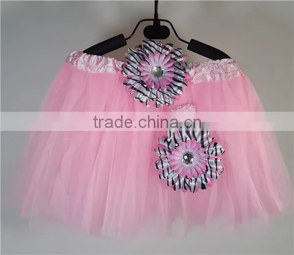 wholesale ballet tutu dress-light pink with zebra flower