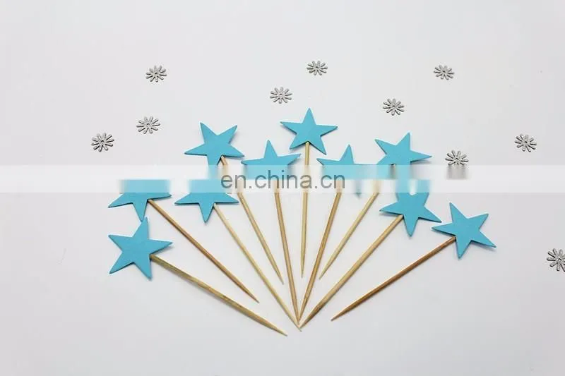 Blue Stars Cupcake Topper Birthday Party Cake Decorations