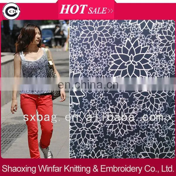 single jersey DTY knitting spandex printed polyester fabric for lady dress garment