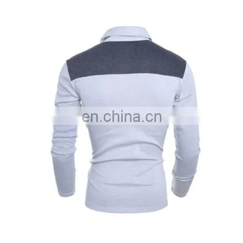 China Supplier 2016 New Men's Stylish Long Sleeve T-shirts Slim Fit Casual Polo T-shirts Tops