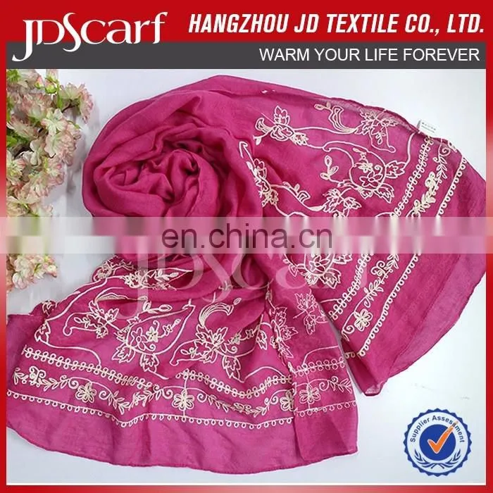 New designs multiple colors pashmina scarf muslim woman with embroidery pattern