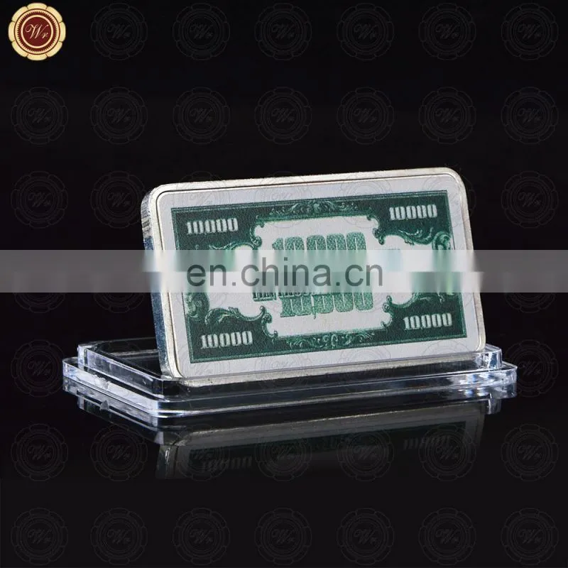 WR Home Accessory 10000 Dollar American Silver Banknote Bill Note Fake Bar Quality 999.9 Silver Bars