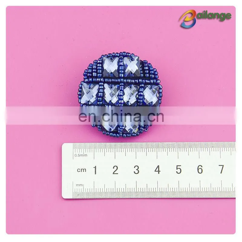 Wholesale blue color beaded decorative shirt button clip