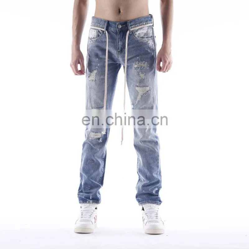 DiZNEW Custom Black Ripped Super Skinny Denim Jeans For Men