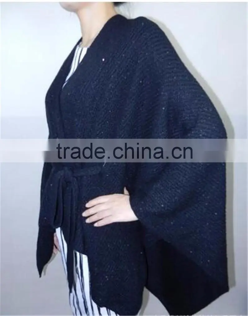 ladies women Fashion Blanket office Cashmere Pashmina & Wool knitted 2016 New Winter Warm Top Cape with belt