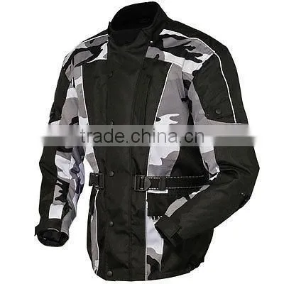 Men's Cordura Touring Motorcycle Jacket - Black with Red
