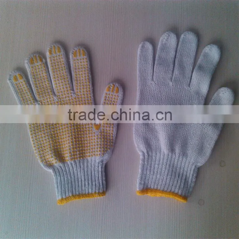 cheap cotton knitting gloves pvc dots manufacture in china