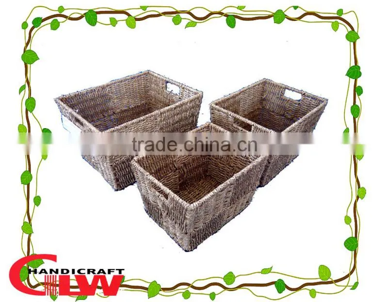 set of 3 seagrass basket, wholesale seagrass baskets, custom size wicker basket