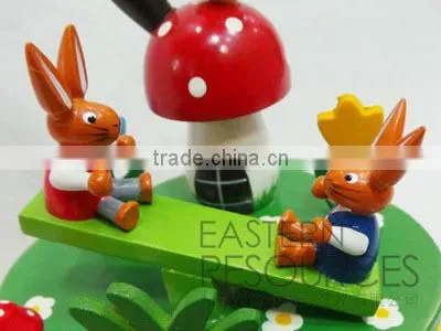 Round Shape Easter Rabbit Music Box Table Decoration