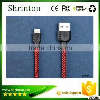 Factory directly offer nylon braided 1M usb data cable and charge for iphone5/6
