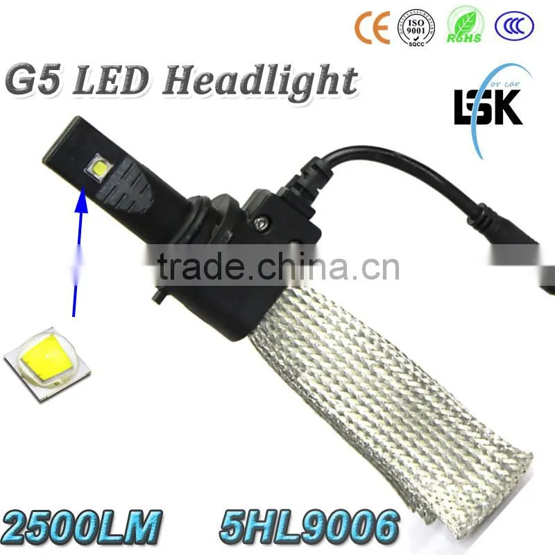 Two years warranty for G5 led headlight 12v-24v 2500lm 9006 moto led headlight