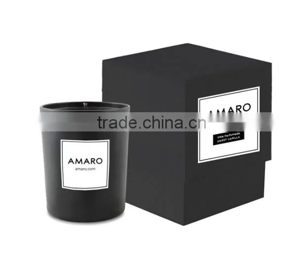Personalized scented natural soy wax candle in glass jar can custom sticker ,printing logo and packaging box and glass jar size
