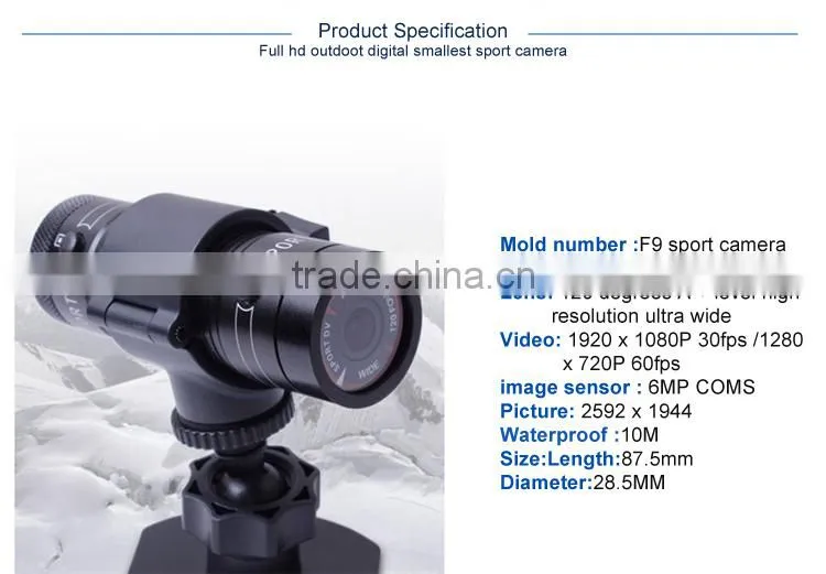 F9 mini dv sport outdoor fishing mini waterproof camera