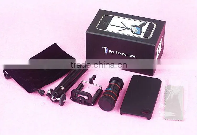 8 X Optical Zoom Telescope Camera Lens + Tripod Stand For iPhone 4G 4S