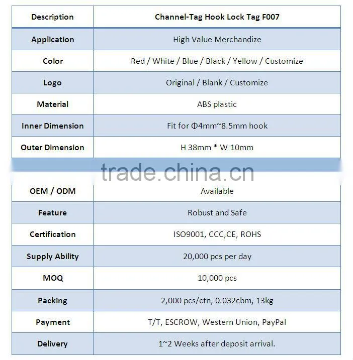Channel-Tag Retail Anti-theft Display EAS Hook Lock Tag