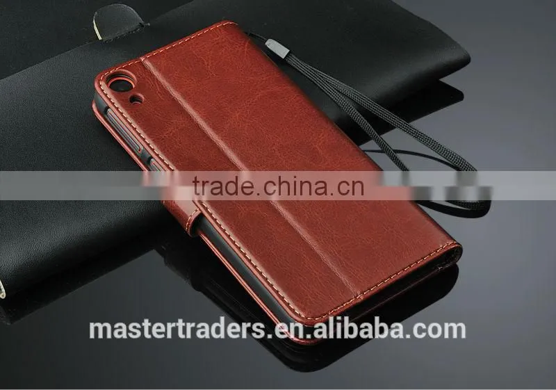 Original Fashion 64 Grain Stand Holder Wallet Flip PU Leather Case For HTC 820 MT-3099