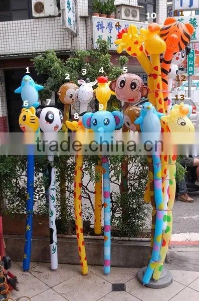 Pvc inflatable child toy animal head long stick