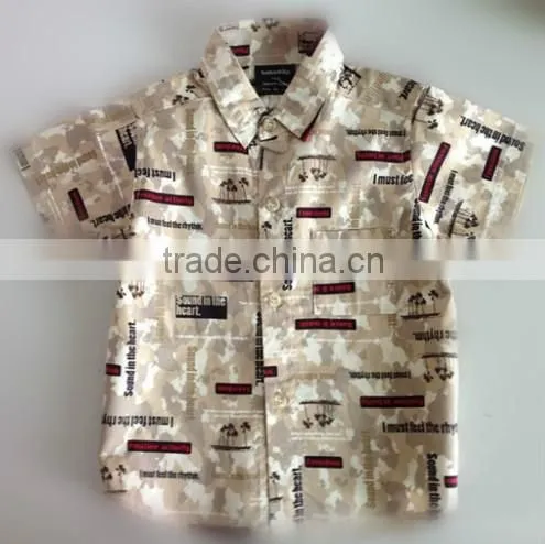 short sleeve shirts kid garment fashion formal cotten collar children crocodile Printing Shirt