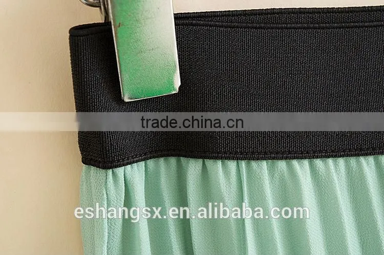 Ladies chiffon flowing soft green ruffle skirt
