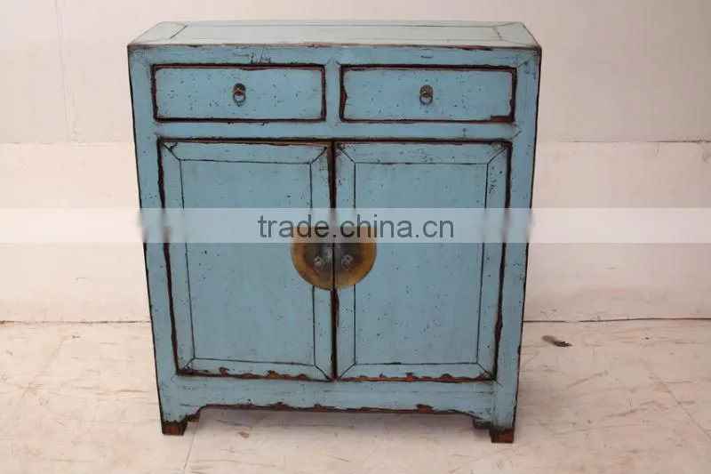 Chinese Antique Blue Two Door Two Drawer Cabinet